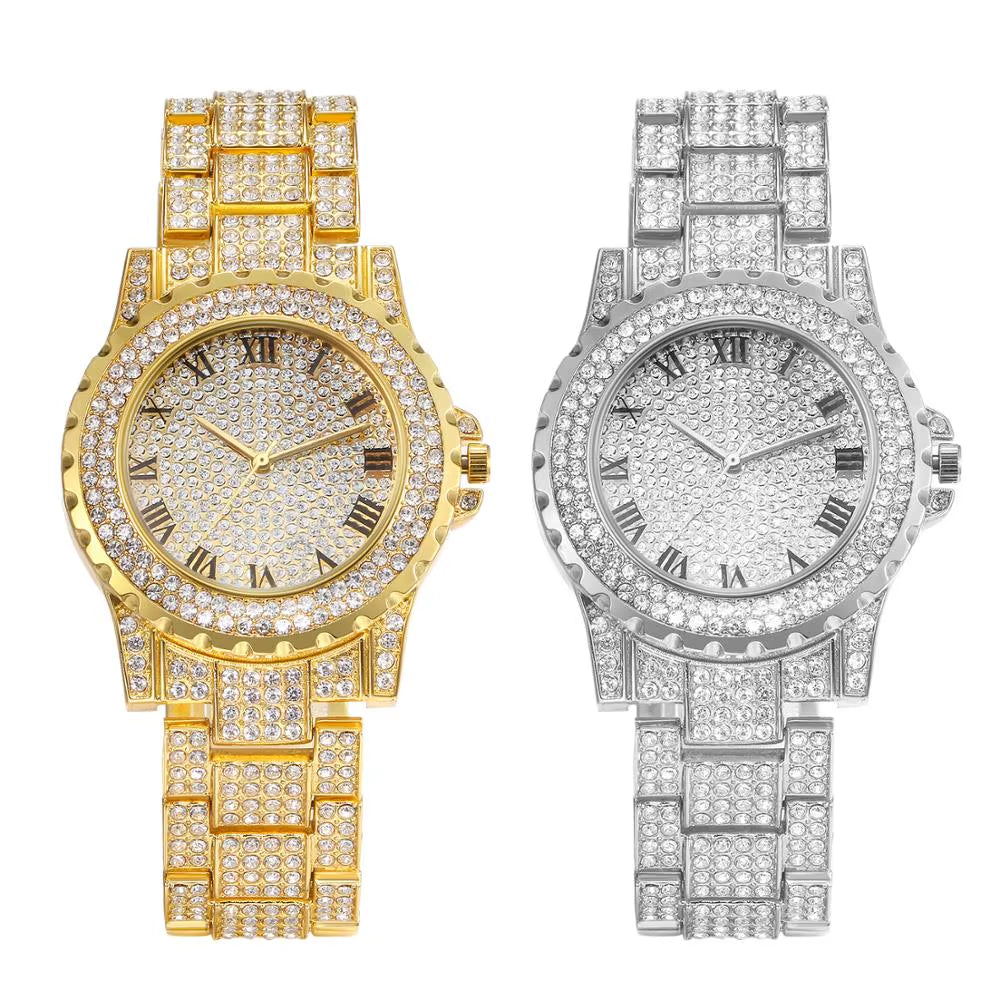Elevate Your Style with the Lancardo Men's Luxury Quartz Watch - Gold and Silver with Diamond Accents, Waterproof Design